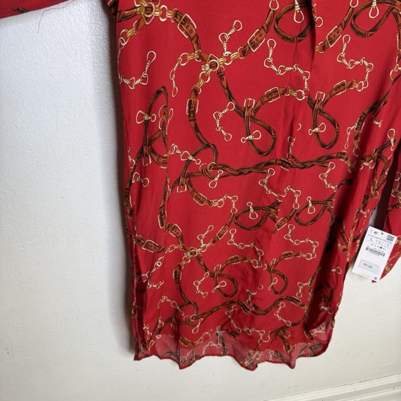 New Zara Red‎ Chain Equestrian Tunic Shirt Dress Women's Large - Picture 4 of 12